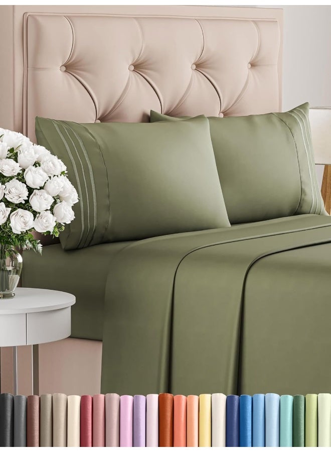 CGK Unlimited Twin 4 Piece Sheet Set - Breathable & Cooling Bed Sheets - Hotel Luxury Bed Sheets for Women, Men, Kids & Teens - Bedding w/ Deep Pockets & Easy Fit - Soft & Wrinkle Free - Twin Sage Green Sheets - Image 1