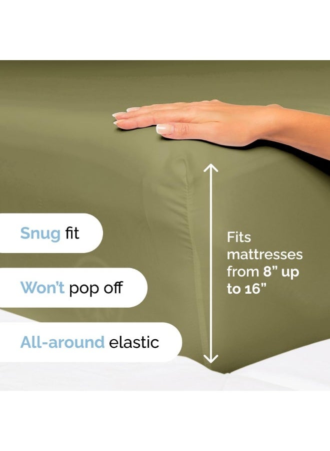 CGK Unlimited Twin 4 Piece Sheet Set - Breathable & Cooling Bed Sheets - Hotel Luxury Bed Sheets for Women, Men, Kids & Teens - Bedding w/ Deep Pockets & Easy Fit - Soft & Wrinkle Free - Twin Sage Green Sheets - Image 3