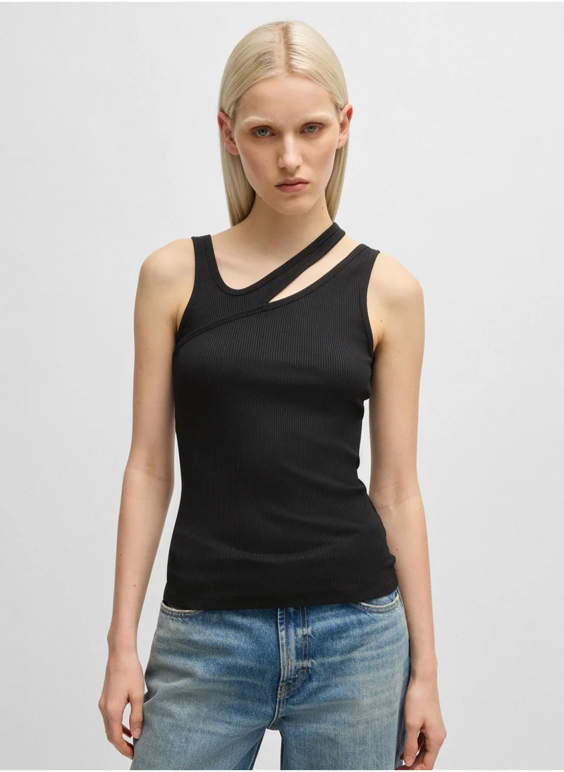 HUGO Ribbed tank top with cut-out detail