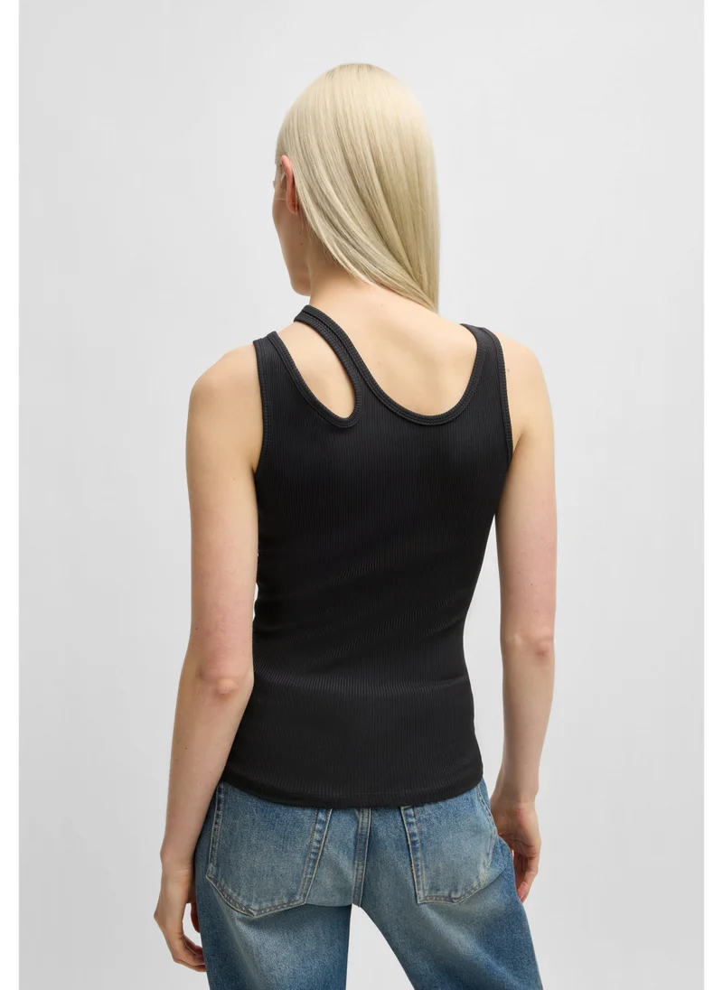 HUGO Ribbed tank top with cut-out detail