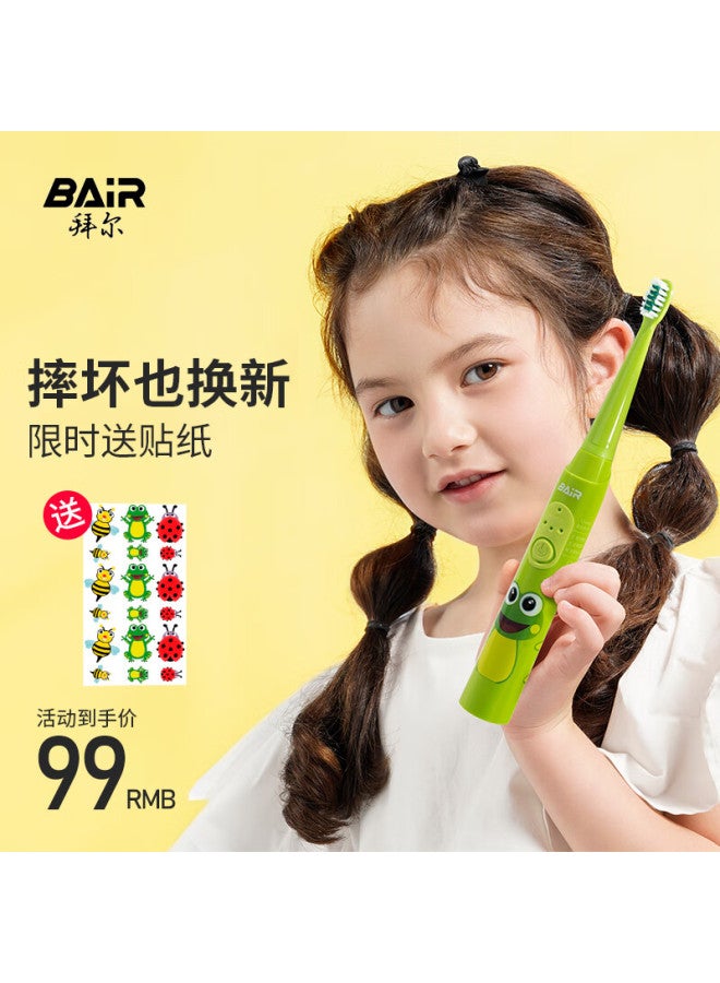 B-Air Bai'er K3 Children's Electric Toothbrush Rechargeable 3-6-10-12 Years Old Non-u-shaped Kids Baby Primary School Students Soft Bristles Fully Automatic Sonic Wave With Apple Green Color - Image 1
