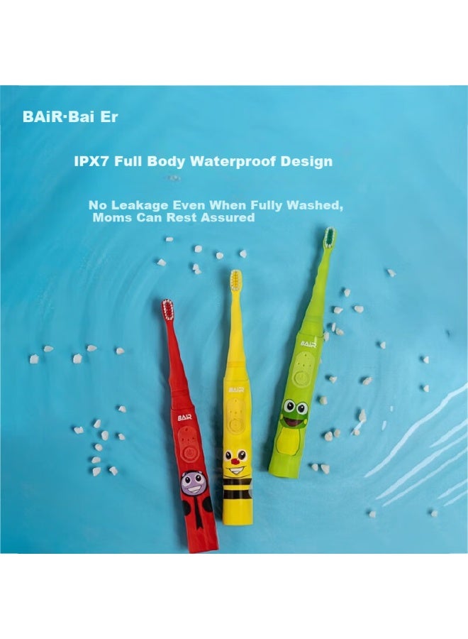 B-Air Bai'er K3 Children's Electric Toothbrush Rechargeable 3-6-10-12 Years Old Non-u-shaped Kids Baby Primary School Students Soft Bristles Fully Automatic Sonic Wave With Apple Green Color - Image 5