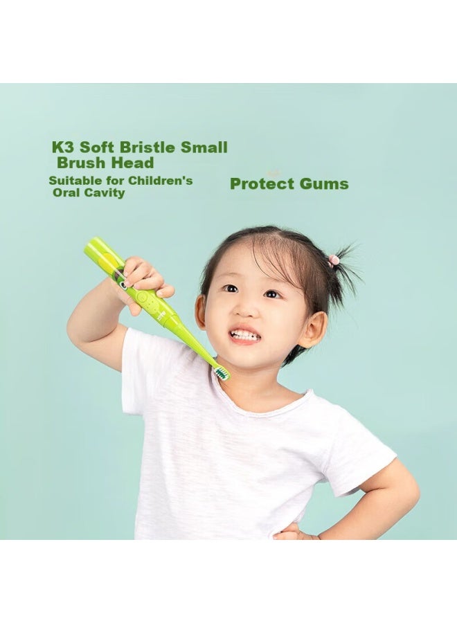 B-Air Bai'er K3 Children's Electric Toothbrush Rechargeable 3-6-10-12 Years Old Non-u-shaped Kids Baby Primary School Students Soft Bristles Fully Automatic Sonic Wave With Apple Green Color - Image 4