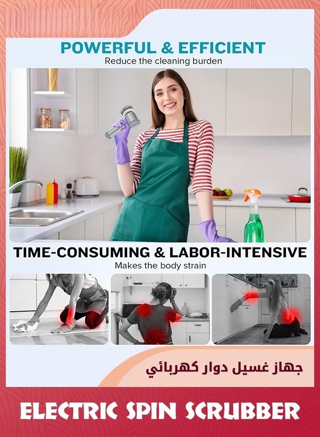 الكهربائية تدور المكرر,تنظيف الكهربائية فرشاة سلكية الطاقة المكرر مع 6 رؤوس الفرشاة القابلة للاستبدال اليدوية الطاقة دش المكرر للحوض,الأرضية,الجدار,البلاط,المرحاض - Image 4