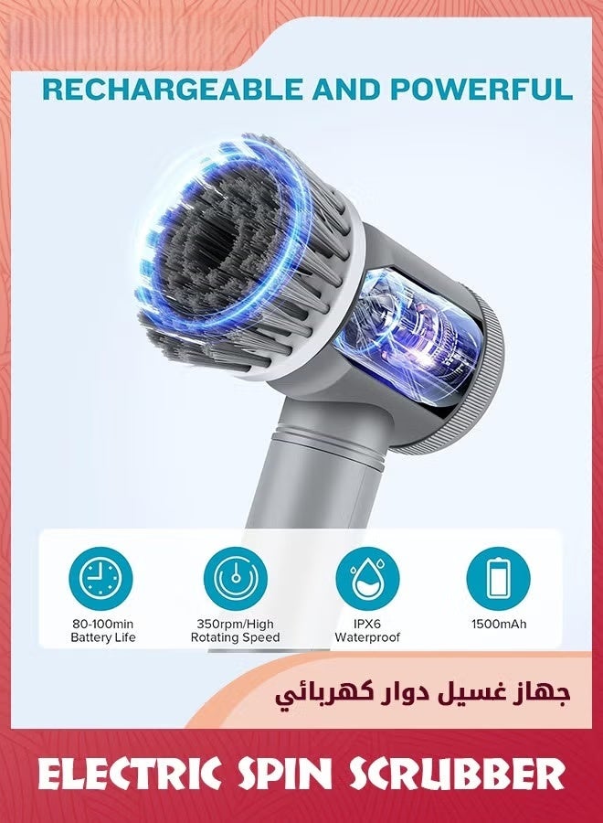الكهربائية تدور المكرر,تنظيف الكهربائية فرشاة سلكية الطاقة المكرر مع 6 رؤوس الفرشاة القابلة للاستبدال اليدوية الطاقة دش المكرر للحوض,الأرضية,الجدار,البلاط,المرحاض - Image 2