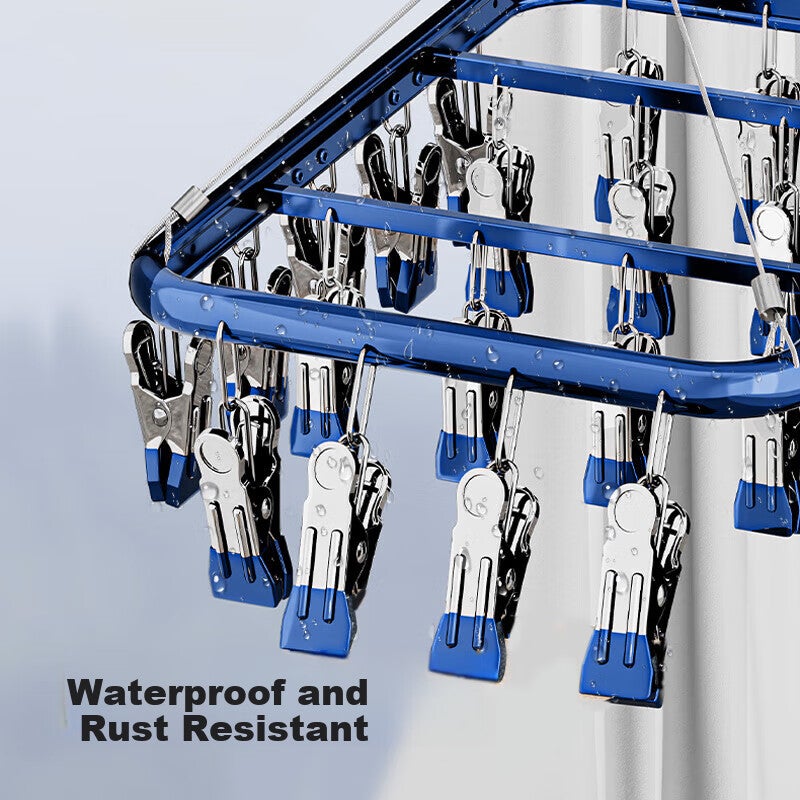Siwangongli Sock Drying Rack, Aluminum Alloy Clothes Hanger, Balcony Home Use, Multi-Clamp Clothes Hanger, Multifunctional Underwear Drying Rack, 26 Clips - Image 1