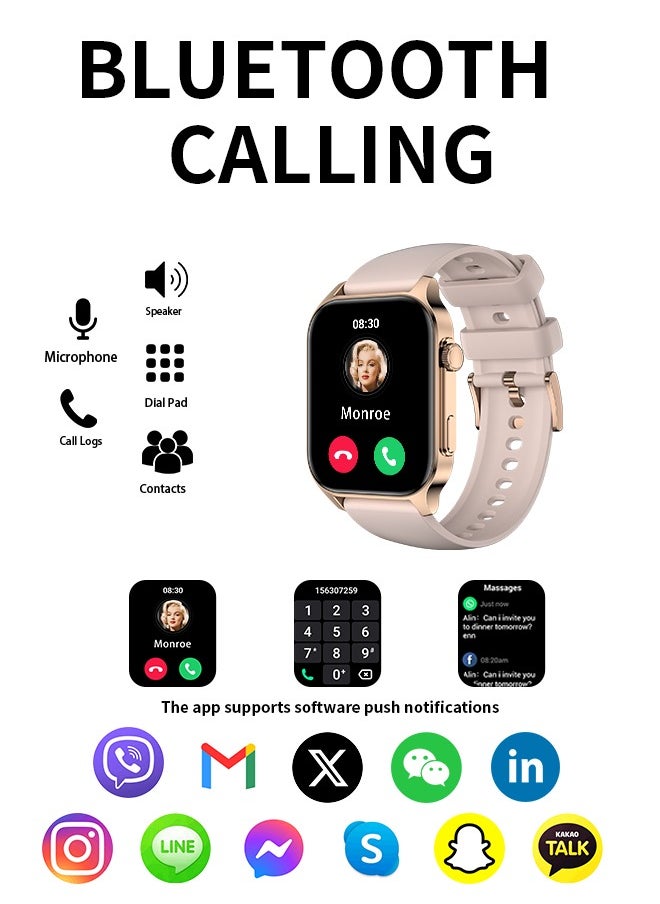WAPIK - Korean Brand X5S Smart Watch,Business Smartwatch,Waterproof Fitness Watch, Bluetooth Calling,Smart watch for Men, Zinc Alloy Vacuum Plating, Heart Rate Monitoring,Smart watch for women Gold - Image 1