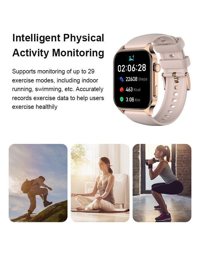 WAPIK - Korean Brand X5S Smart Watch,Business Smartwatch,Waterproof Fitness Watch, Bluetooth Calling,Smart watch for Men, Zinc Alloy Vacuum Plating, Heart Rate Monitoring,Smart watch for women Gold - Image 1