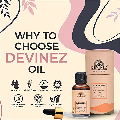 Devinez Radish Cold-Pressed Oil, 30ml 100% Pure, Natural & Undiluted for dry skin, rashes, and cracks, Fights Hair Fall, Eliminates Dandruff, Shiny & Healthy Hair, - Image 3