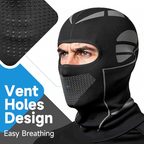 SPTSLFB Mech-Style Ski & Motorcycle Mask-Windproof Balaclava, Full Face with Vent Holes, Helmet-Friendly, Unisex for Skiing & Riding Dark Gray - Image 3