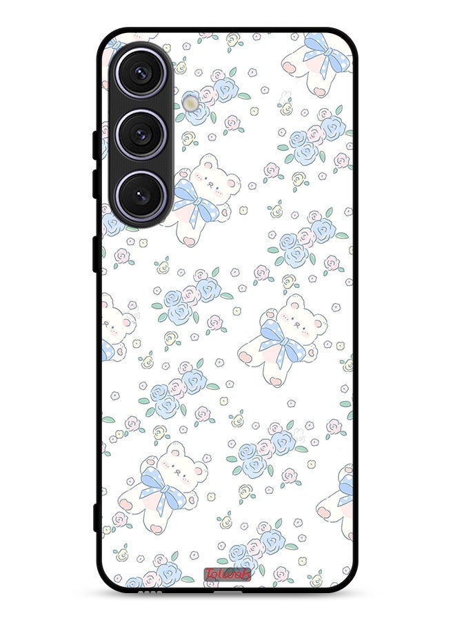 Tolwak Samsung Galaxy S24 Plus 5G Protective Case Cover Cute Teddy Bear And Flowers Icon - Image 1