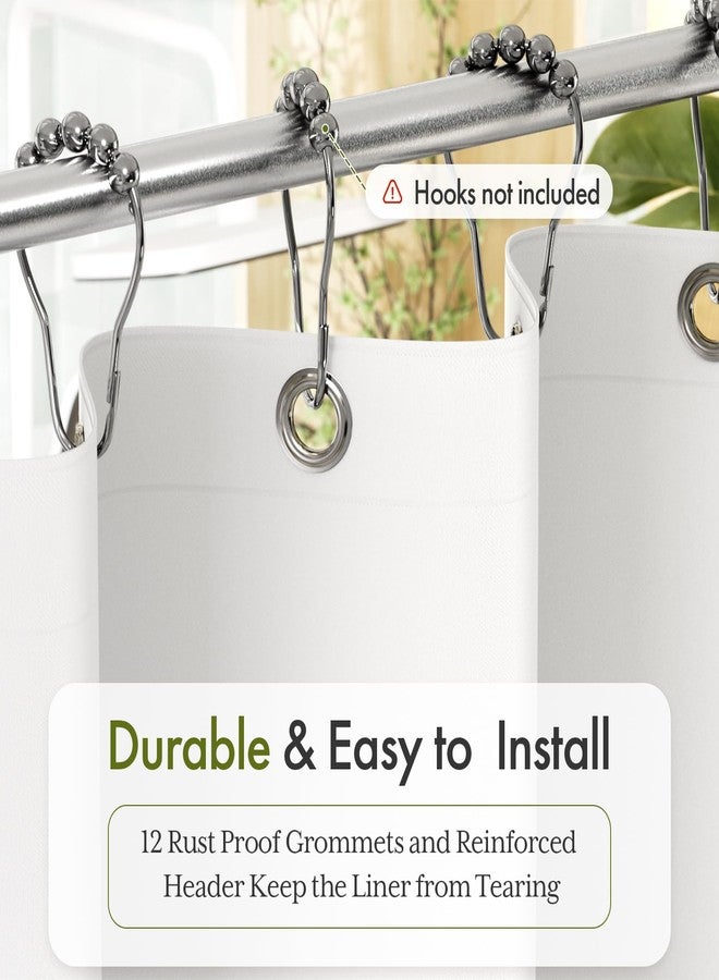 Bathway Shower Curtain Liner, White Shower Curtain Liner 72x72 PEVA Waterproof Shower Curtain Liner Plastic with 3 Magnets and 12 Rustproof Metal Grommets, Lightweight Shower Liner for Bathroom - Image 3