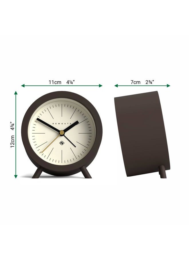 NEWGATE Fred Barrel Alarm Clock - 'No-Tick' - Round Clock - Retro Alarm Clock - Analogue No-Tick Alarm Clock - Small Alarm Clock - Marker Dial - Mid-Century (Chocolate Brown/White Dial) - Image 3