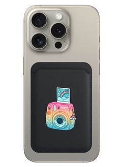 Magnetic Wallet, Compatible with MagSafe Wallet, for iPhone Wallet, for iPhone 16/15/14/13/12 Series, Not for iPhone 13/12 mini, 3 Card Holder, Vegan Leather, Black - Polaroid