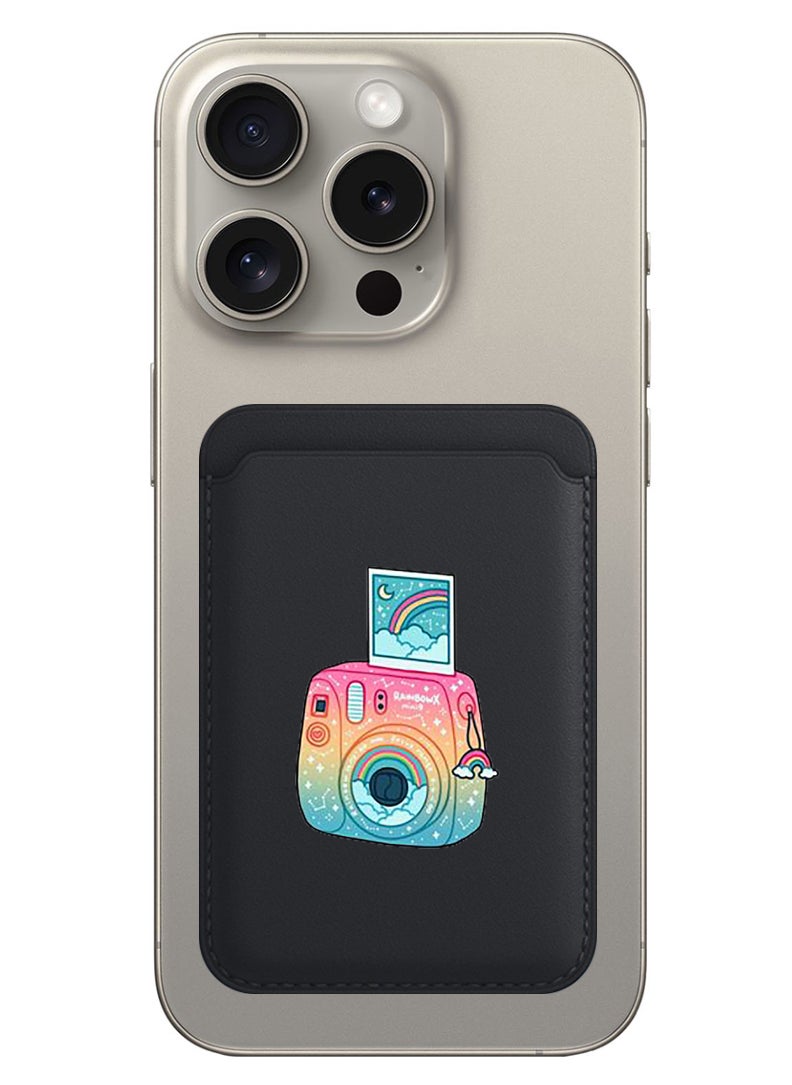 Theodor - Magnetic Wallet, Compatible with MagSafe Wallet, for iPhone Wallet, for iPhone 16/15/14/13/12 Series, Not for iPhone 13/12 mini, 3 Card Holder, Vegan Leather, Black - Polaroid - Image 1