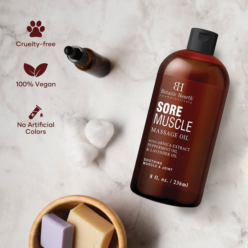 Botanic Hearth Sore Muscle Massage Oil | with Arnica Montana Extract and Essential Oils | Warming and Relaxing | Soothes Tired Sore Muscles and Joints, 8 Fl Oz - Image 3