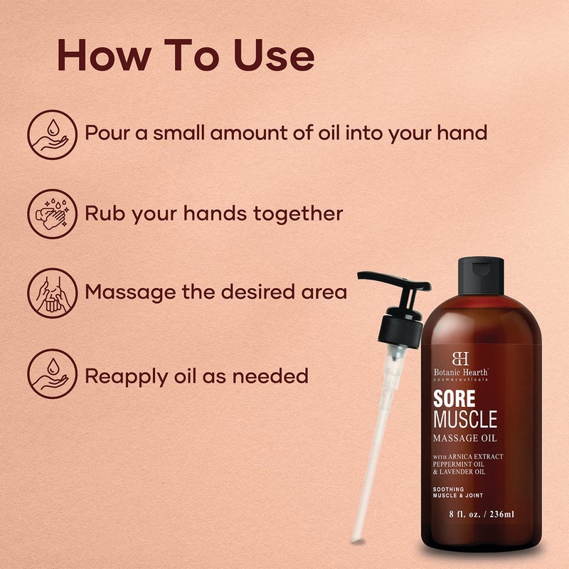 Botanic Hearth Sore Muscle Massage Oil | with Arnica Montana Extract and Essential Oils | Warming and Relaxing | Soothes Tired Sore Muscles and Joints, 8 Fl Oz - Image 2