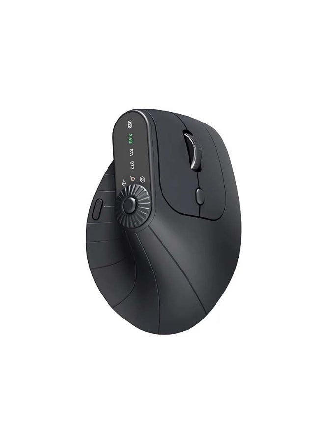 Ergonomic Triple-Connect Wireless Mouse, Wireless Ergonomic Vertical Mouse, 4 Adjustable DPI, Programmable Knob, USB-C Recharge, for Pain Relief for Office, Gaming, Design (Black) - Image 1