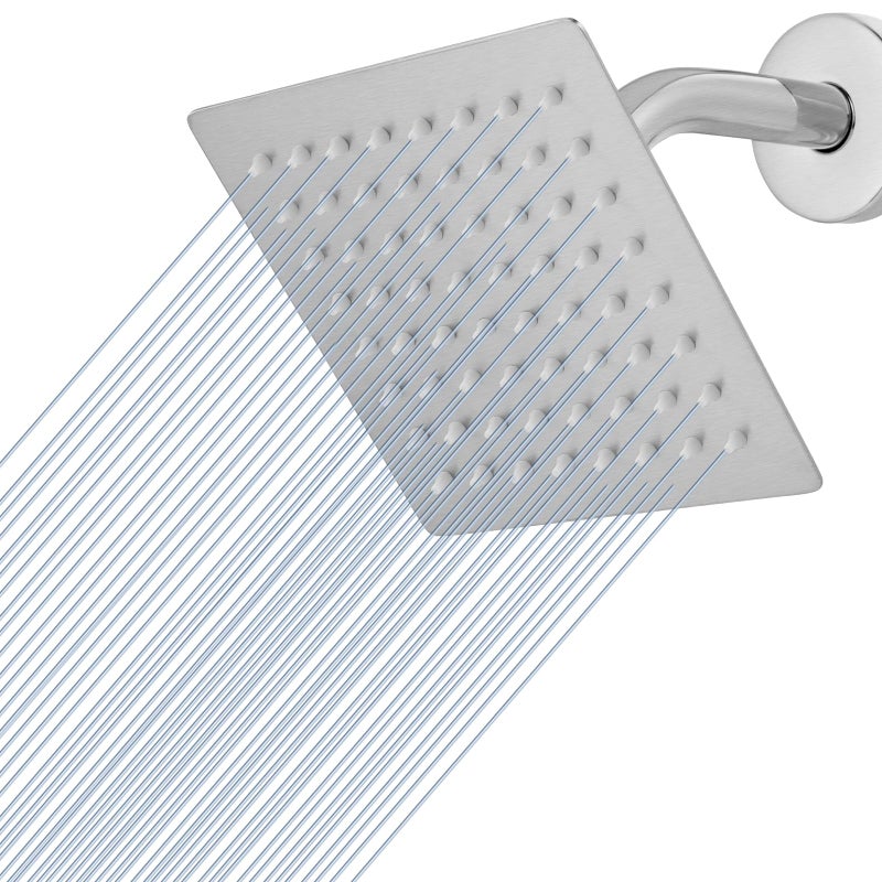 Voolan Rain Shower head High Pressure Shower Head Made of 304 Stainless Steel Relaxed Shower Experience Even at Low Water Flow and Pressure6 Brushed Nickel