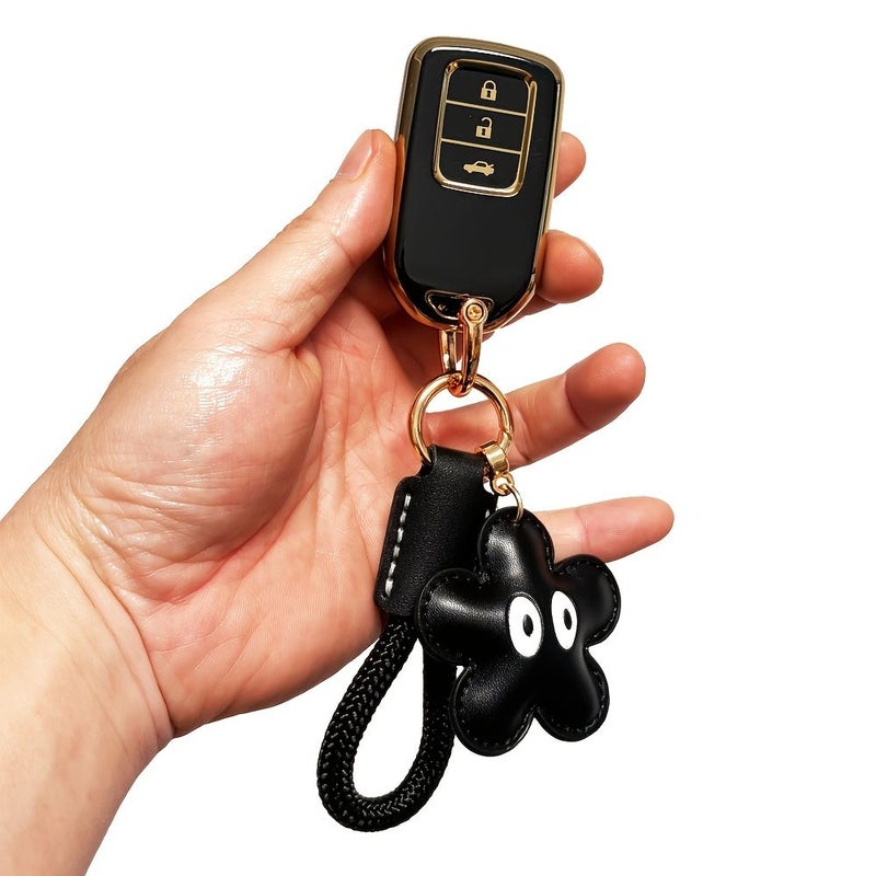 Green 3 Piece Set Soft Tpu Full Cover Key Fob Case With Key Chain For Honda Accord Civic Crv Pilot Odyssey Passport Smart Remote Key 3 Button - Image 1