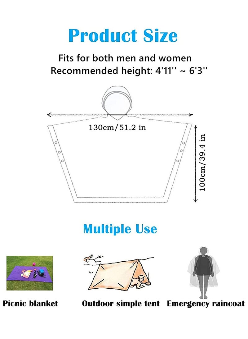 KASTWAVE Reusable Adult Rain Ponchos 2 count (Pack of 1) for Women and Men with Drawstring Hood - Image 5