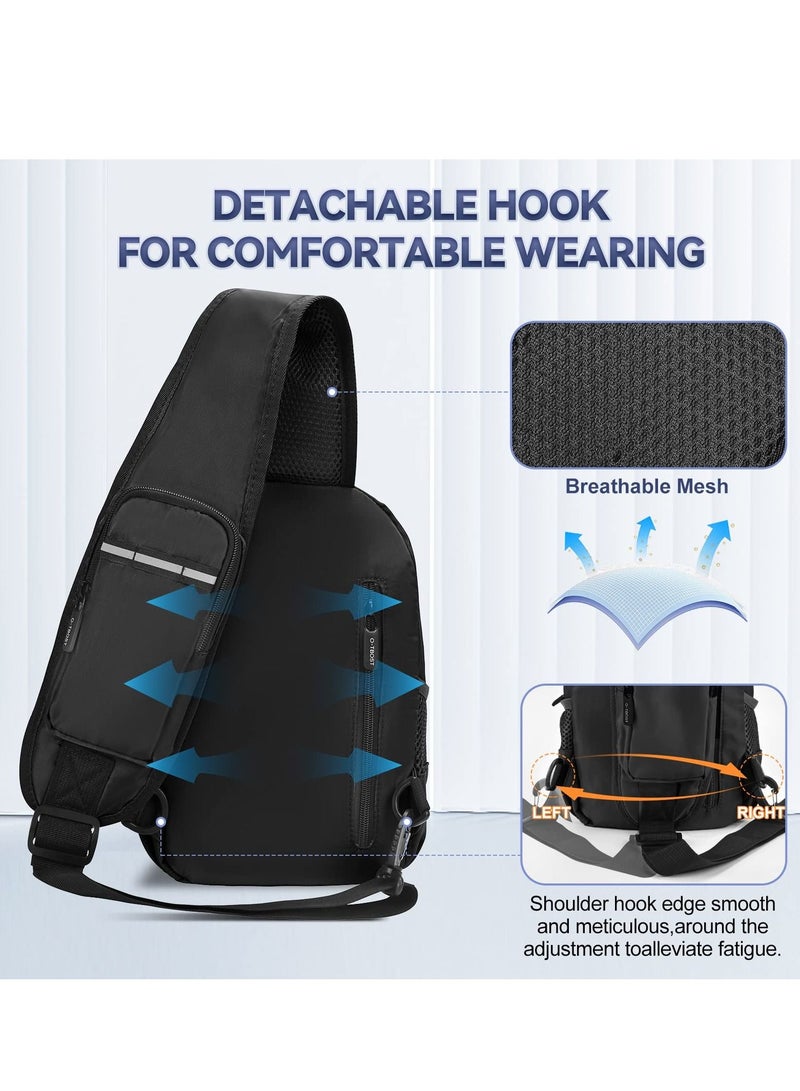 Sling Bags for Men, Chest Bag Crossbody Men/Women with USB Charging Port, Cell Phone Holder Sport Daypack Men Women Cycling Hiking Camping Traveling - Image 5