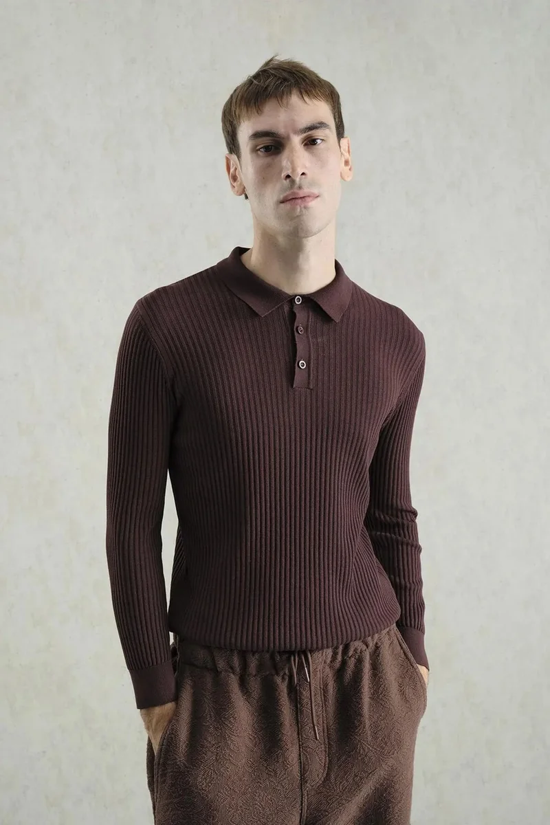 Giesto Mocha Brown GIESTO Slim Fit Polo Neck T-Shirt for Men | Best Price UAE
