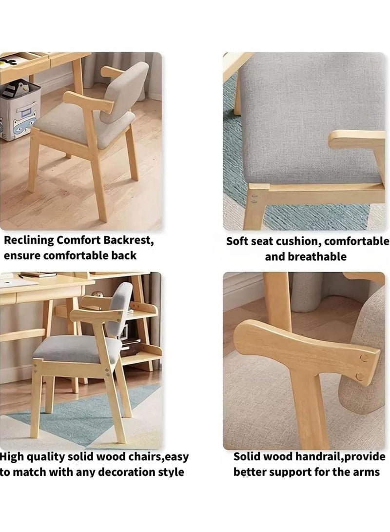 Chair Armchair Solid Wood Chair Dining Table And Chair Z Shaped Chair Study Cushioned Sofa Office Study Living Room Bedroom Wood Color Armrest Side Upholstered Computer Chair