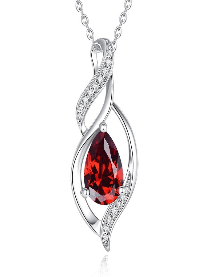 FANCIME Birthstone Necklace for Women Teardrop Necklace S925 Sterling Silver Infinity Love Birthday Gifts for Mom Women Girls, 16"+2" Inches, 18 inches, Sterling Silver, Garnet - Image 1