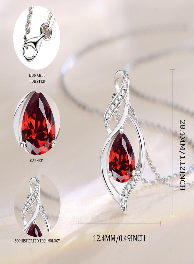 FANCIME Birthstone Necklace for Women Teardrop Necklace S925 Sterling Silver Infinity Love Birthday Gifts for Mom Women Girls, 16"+2" Inches, 18 inches, Sterling Silver, Garnet - Image 2