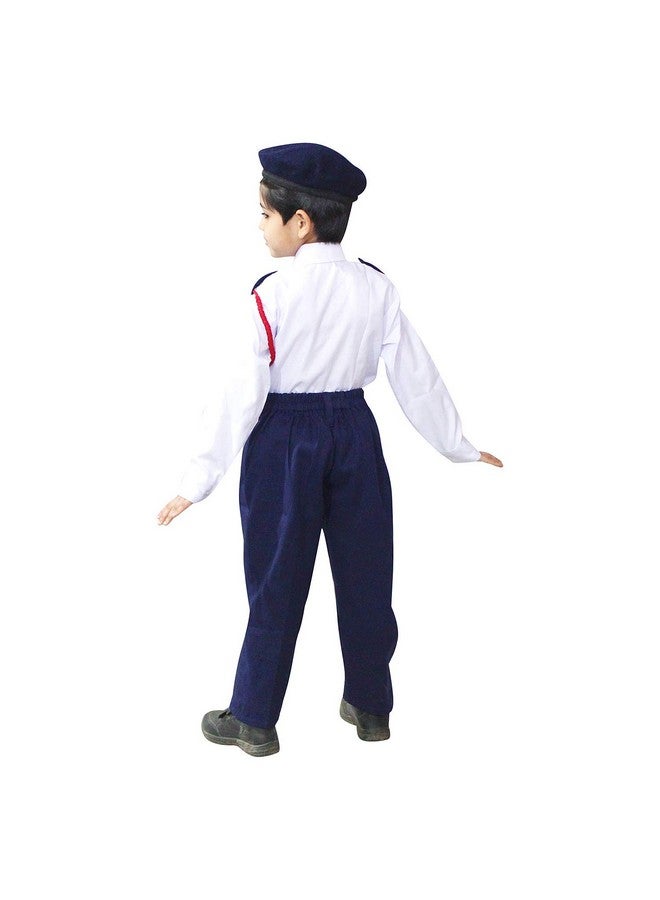 Kaku Fancy Dresses Kaku Fancy Dresses Polyester Our Community Helper Traffic Havaldar Costume For Kids | Traffic Police Shirt, Pant And Whistle For Boys & Girls -3-4 Years, Blue & White  - Image 4