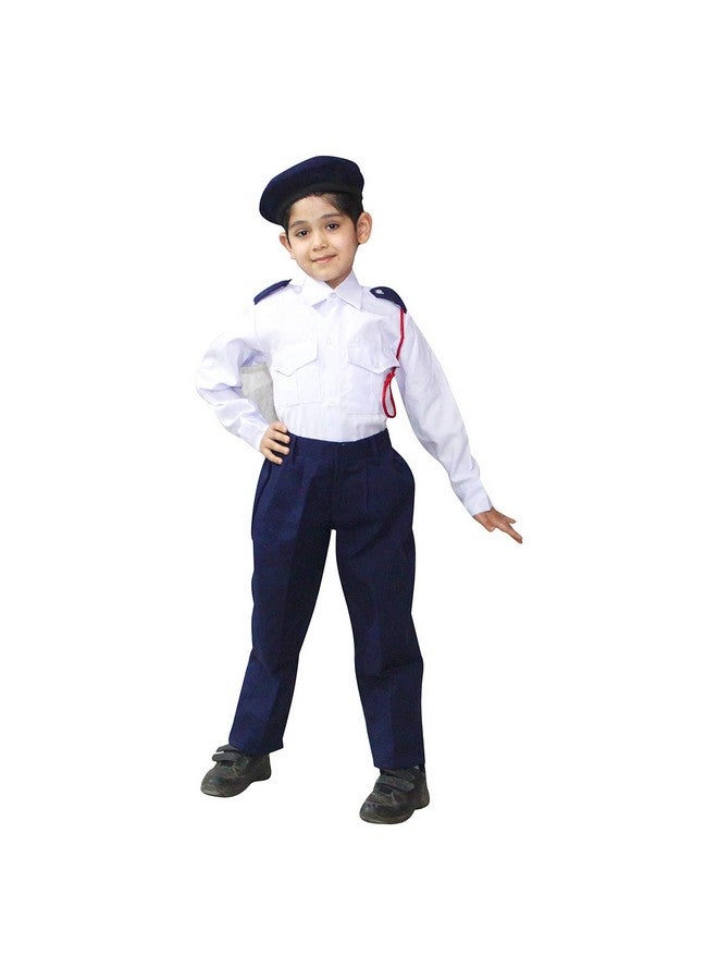 Kaku Fancy Dresses Kaku Fancy Dresses Polyester Our Community Helper Traffic Havaldar Costume For Kids | Traffic Police Shirt, Pant And Whistle For Boys & Girls -3-4 Years, Blue & White  - Image 2