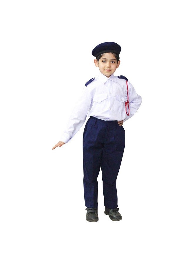 Kaku Fancy Dresses Kaku Fancy Dresses Polyester Our Community Helper Traffic Havaldar Costume For Kids | Traffic Police Shirt, Pant And Whistle For Boys & Girls -3-4 Years, Blue & White  - Image 3