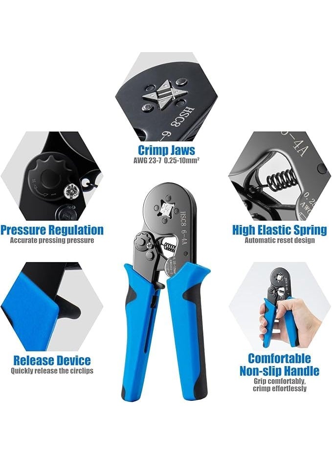 WiredCom Ferrule Crimping Tool Kit 1200PCS Copper Terminals and SelfAdjustable Ratchet Tool Wire Crimping Plier Set for AWG237 Wire End Ferrules