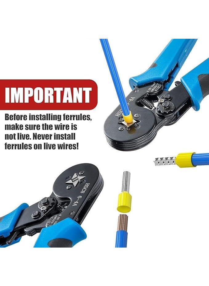 WiredCom Ferrule Crimping Tool Kit 1200PCS Copper Terminals and SelfAdjustable Ratchet Tool Wire Crimping Plier Set for AWG237 Wire End Ferrules