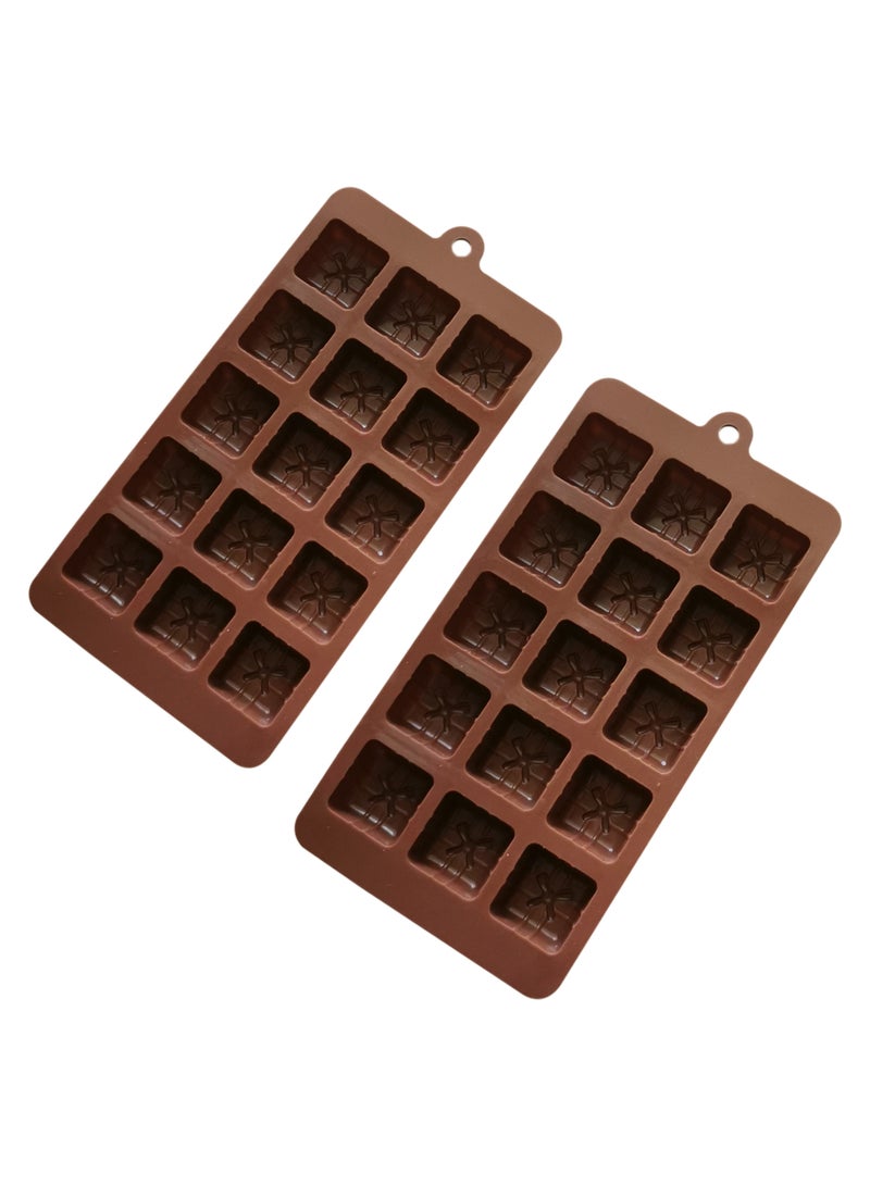 asmat مجموعة قوالب السيليكون لعيد الميلاد – تصميمات صناديق هدايا 2PCS للشوكولاتة والحلويات، صندوق هدايا عيد الميلاد اللطيف للحلويات والشوكولاتة - Image 2