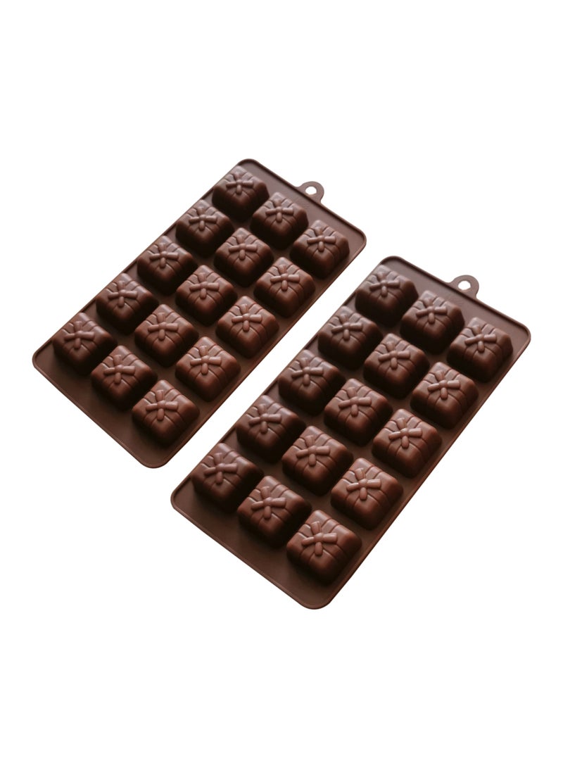 asmat مجموعة قوالب السيليكون لعيد الميلاد – تصميمات صناديق هدايا 2PCS للشوكولاتة والحلويات، صندوق هدايا عيد الميلاد اللطيف للحلويات والشوكولاتة - Image 3