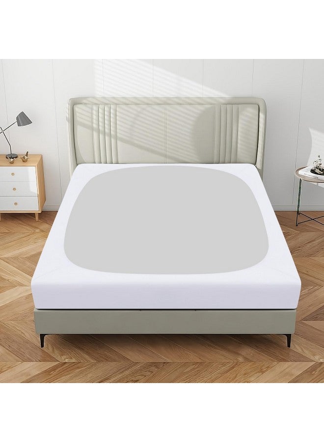 PureFit Stretchy Box Spring Cover Queen - Elastic Fitted Box Spring Wrap Around 4 Sides, Wrinkle & Fading Resistant Fits Queen Size Beds, White - Image 2