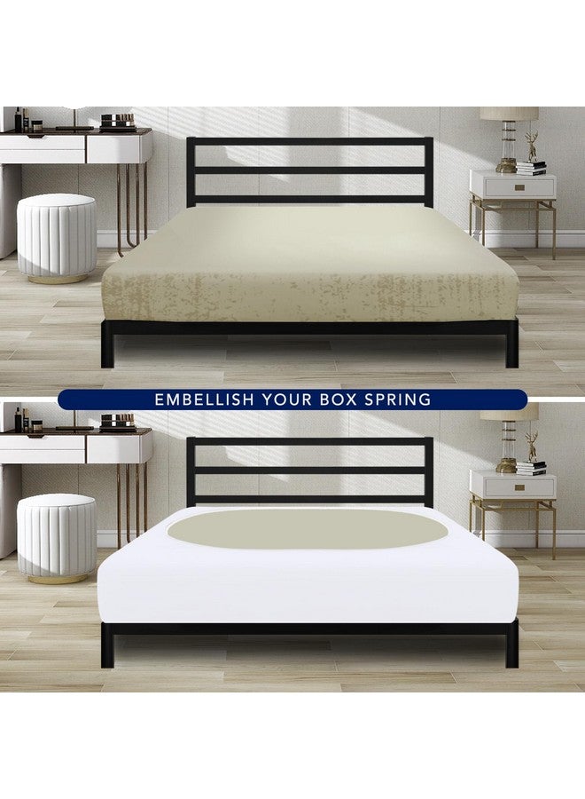 PureFit Stretchy Box Spring Cover Queen - Elastic Fitted Box Spring Wrap Around 4 Sides, Wrinkle & Fading Resistant Fits Queen Size Beds, White - Image 4