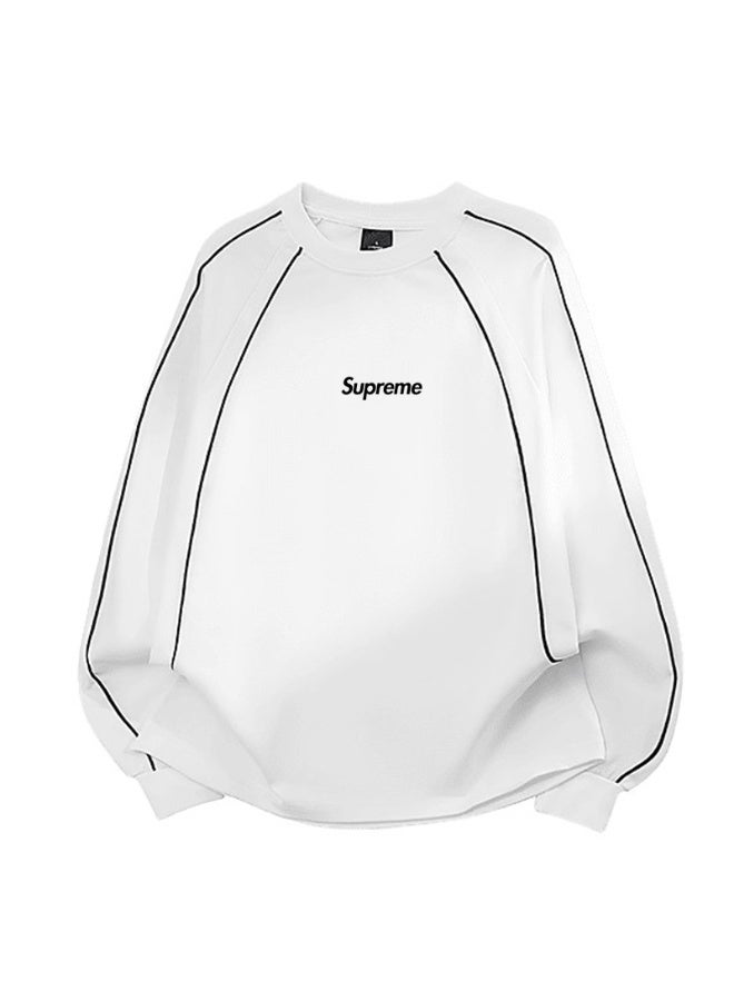 Supreme Men's and women's shoulder-thrust contrast stripe loose long-sleeved T-shirt - Image 5