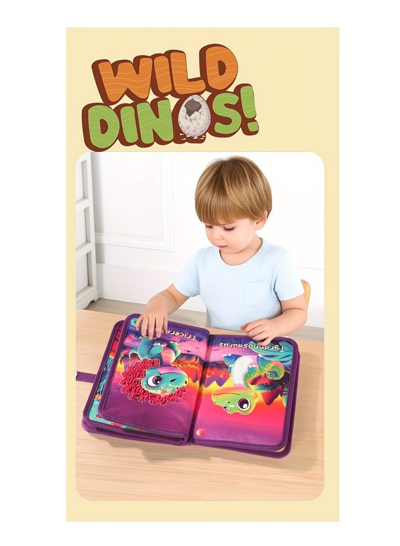 كيو زد كتاب تفاعلي عن لمس الحيوانات للأطفال والمراهقين - كتاب قصص ألغاز تعليمي مبكر مع رسومات ديناصورات - Image 3
