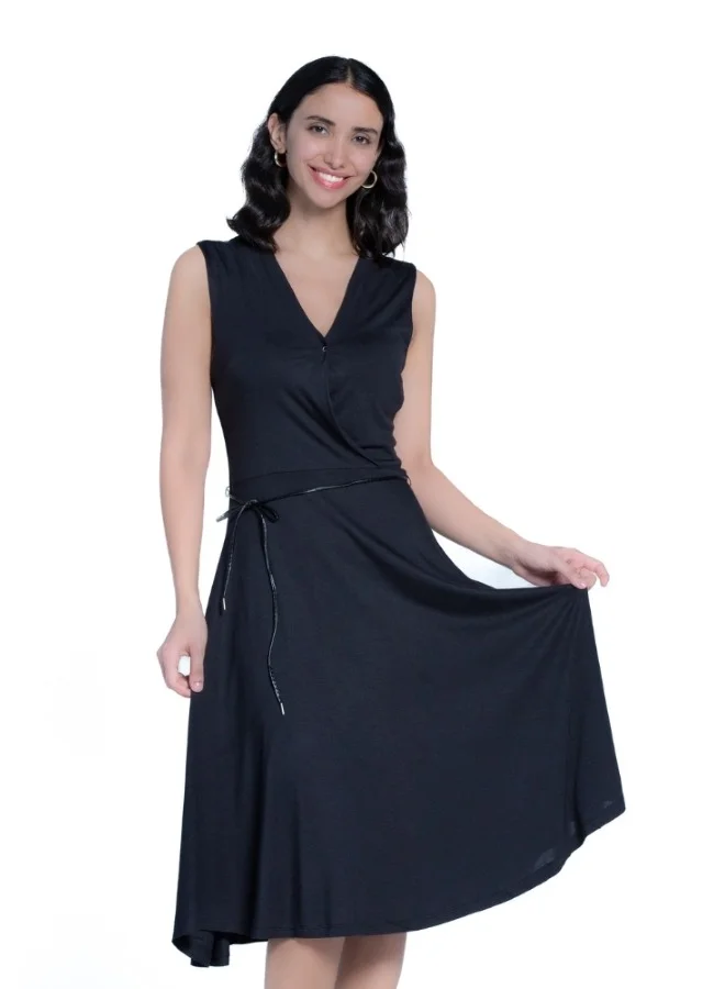 ZABAIONE Women's Black Sleeveless Midi Dress