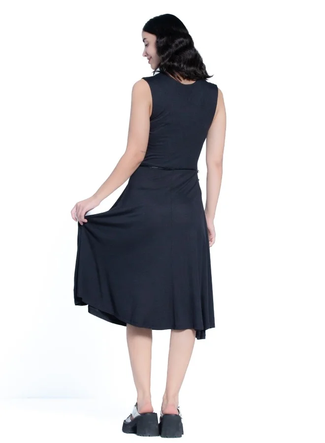 ZABAIONE Women's Black Sleeveless Midi Dress