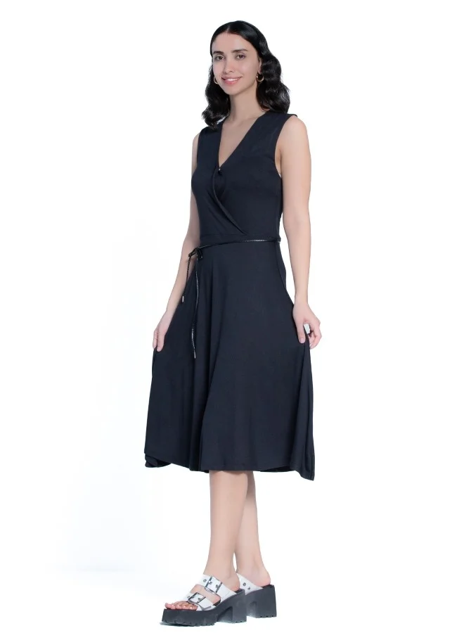 ZABAIONE Women's Black Sleeveless Midi Dress
