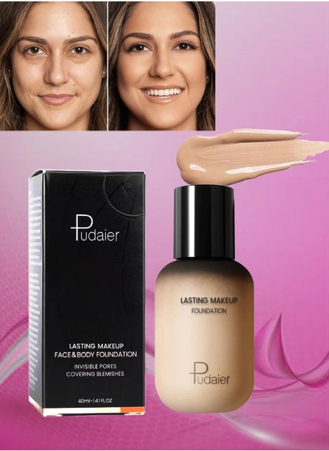 Face and Body Foundation Moisturizing Long Lasting Invisible Pores Covering Blemishes Makeup Liquid Foundation Full Coverage Oil Control Concealer Face Foundation Natural Light 2.5 40ml