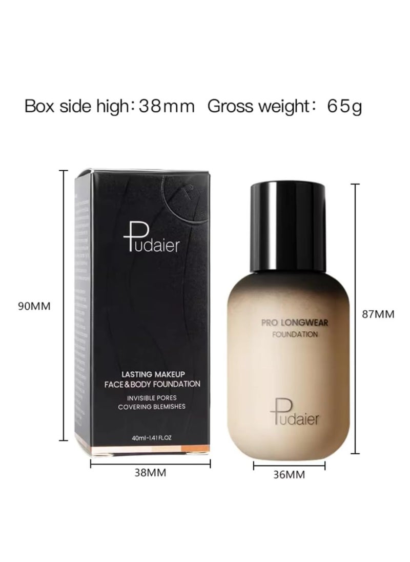 pudaier - Face and Body Foundation Moisturizing Long Lasting Invisible Pores Covering Blemishes Makeup Liquid Foundation Full Coverage Oil Control Concealer Face Foundation Natural Light 2.5 40ml - Image 1
