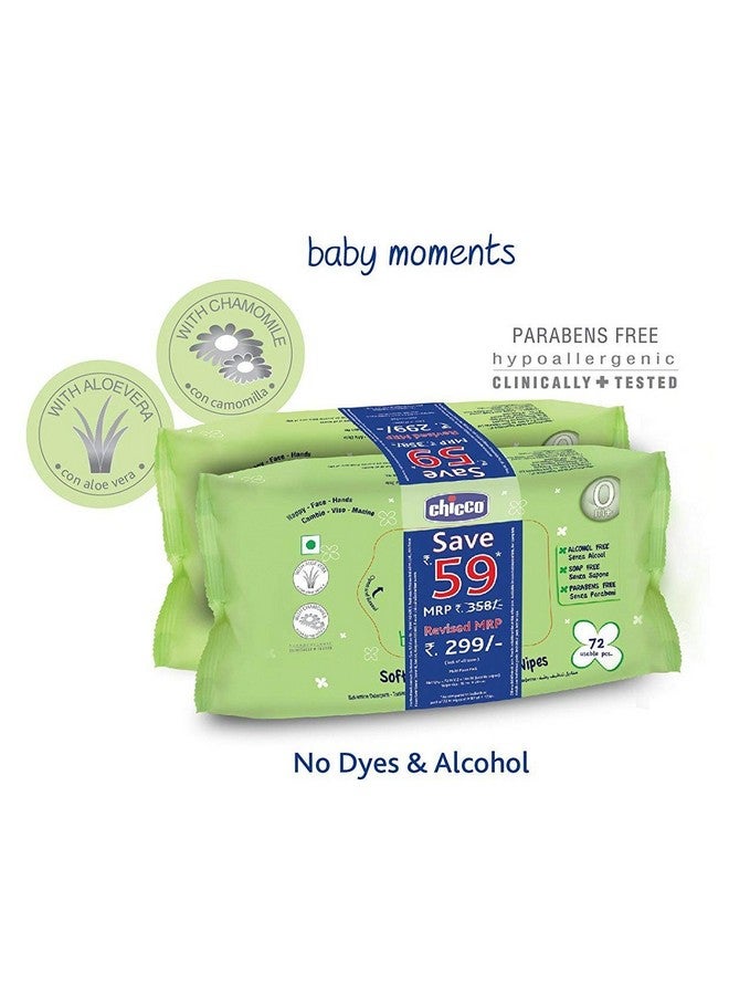 Chicco مناديل تنظيف ناعمة (72 قطعة) عبوة من 4 - Image 4