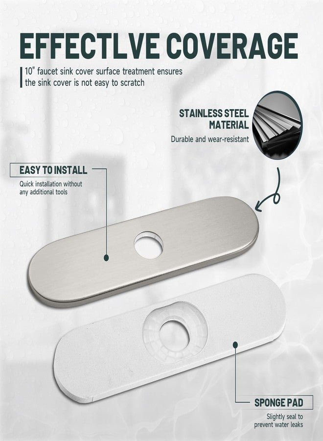 Green Spring Greenspring Brushed Nickel Sink Hole Cover Escutcheon Round 10" Bathroom or Kitchen Sink Faucet 1 or 3 Hole Cover Deck Plate - Image 3