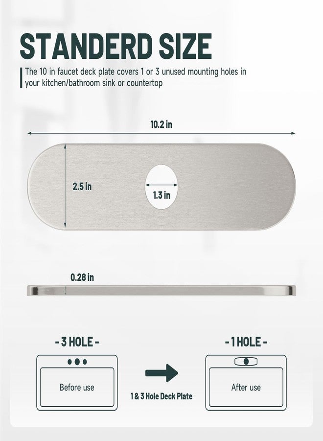 Green Spring Greenspring Brushed Nickel Sink Hole Cover Escutcheon Round 10" Bathroom or Kitchen Sink Faucet 1 or 3 Hole Cover Deck Plate - Image 2