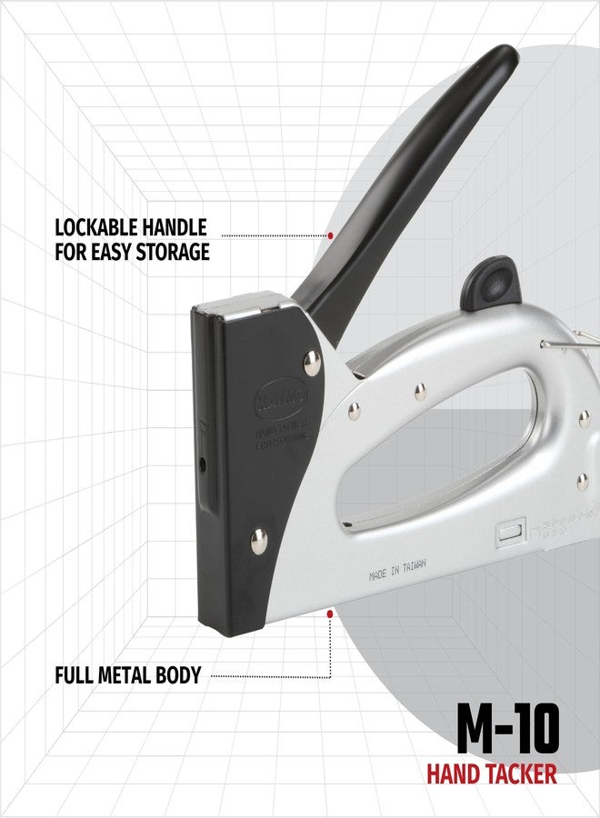 Kaymo M-10 Hand Tacker with 23 Series H - 8mm Staple Pins (1000 Pins) | All Metal Body | 280g Lightweight Stapler | Horizontal Spring Plate | Lockable Handle | Easy Loading - Image 2